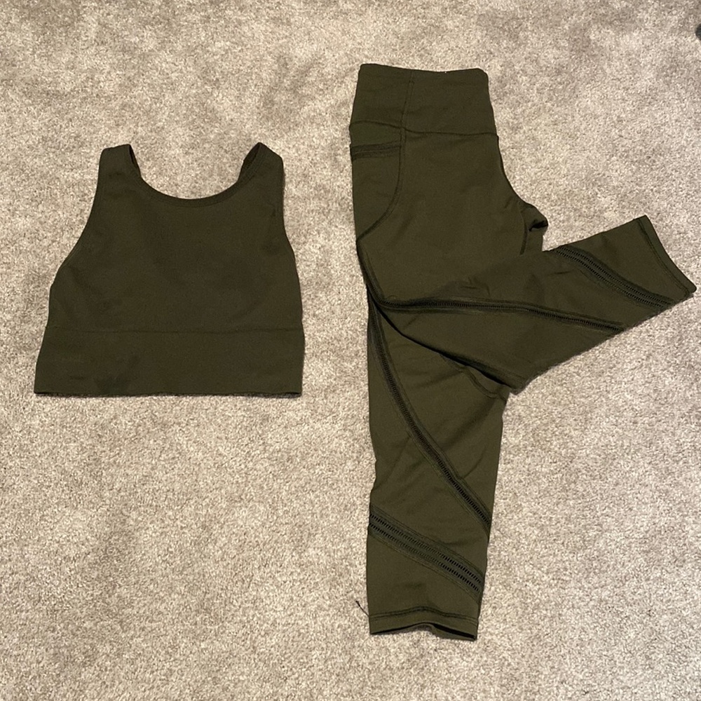 Victoria Secret Olive Green 7/8 leggings with matching tank